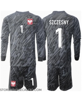 Polonia Wojciech Szczesny #1 Portiere Maglia Gara Trasferta Repliche Europei 2024 Bambino Maniche Lunghe